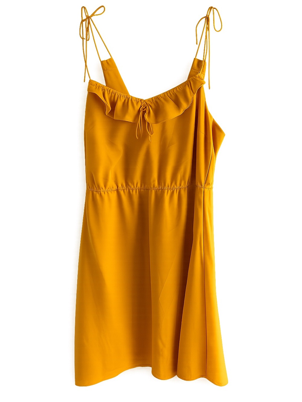 BCBG Orange Ruffled Neckline Cinch Waist Mini Summer Dress - Size Small